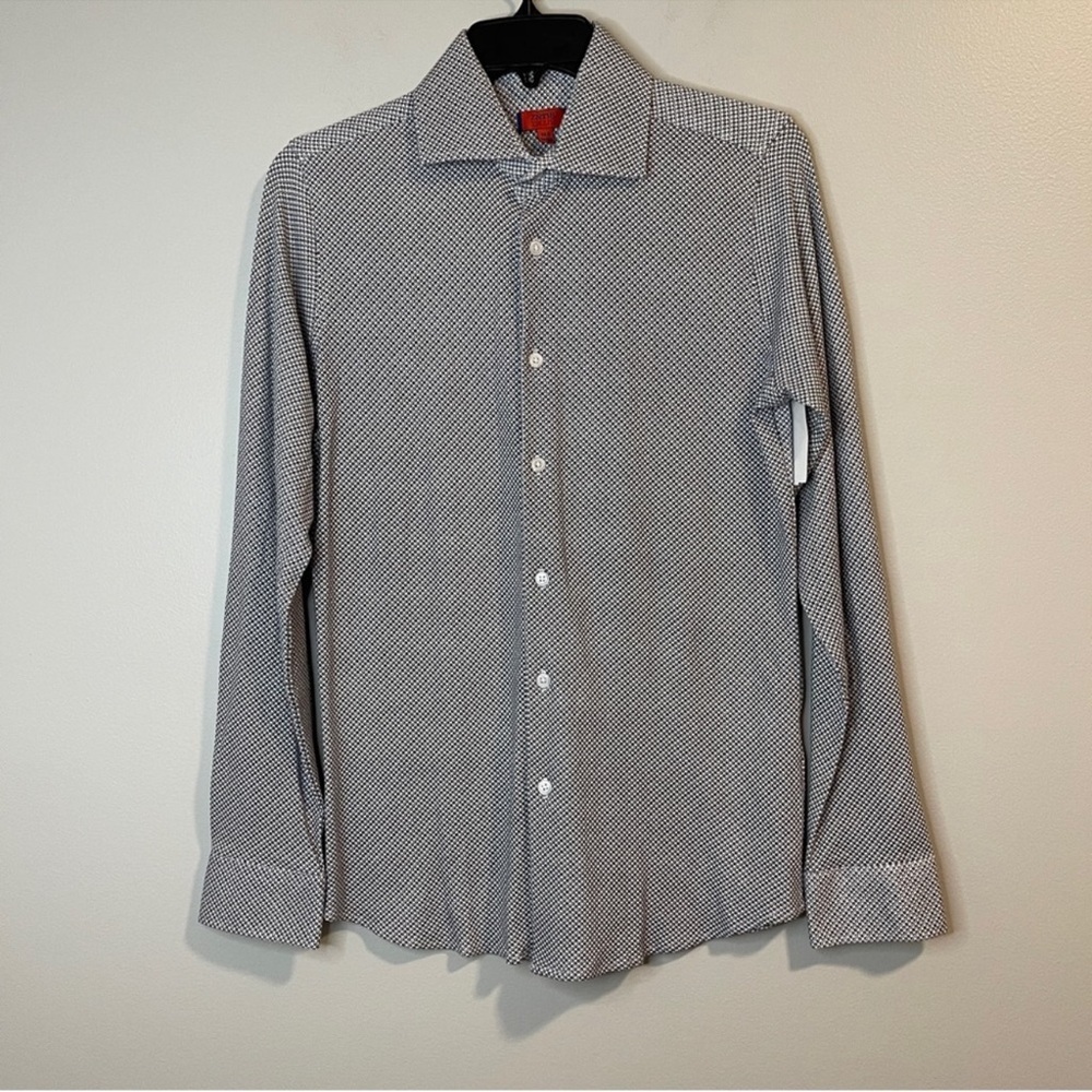 Znt18 Zanetti Cadiz Medallion Print Long Sleeve Trim Fit Shirt 14.5 32/33 Small
